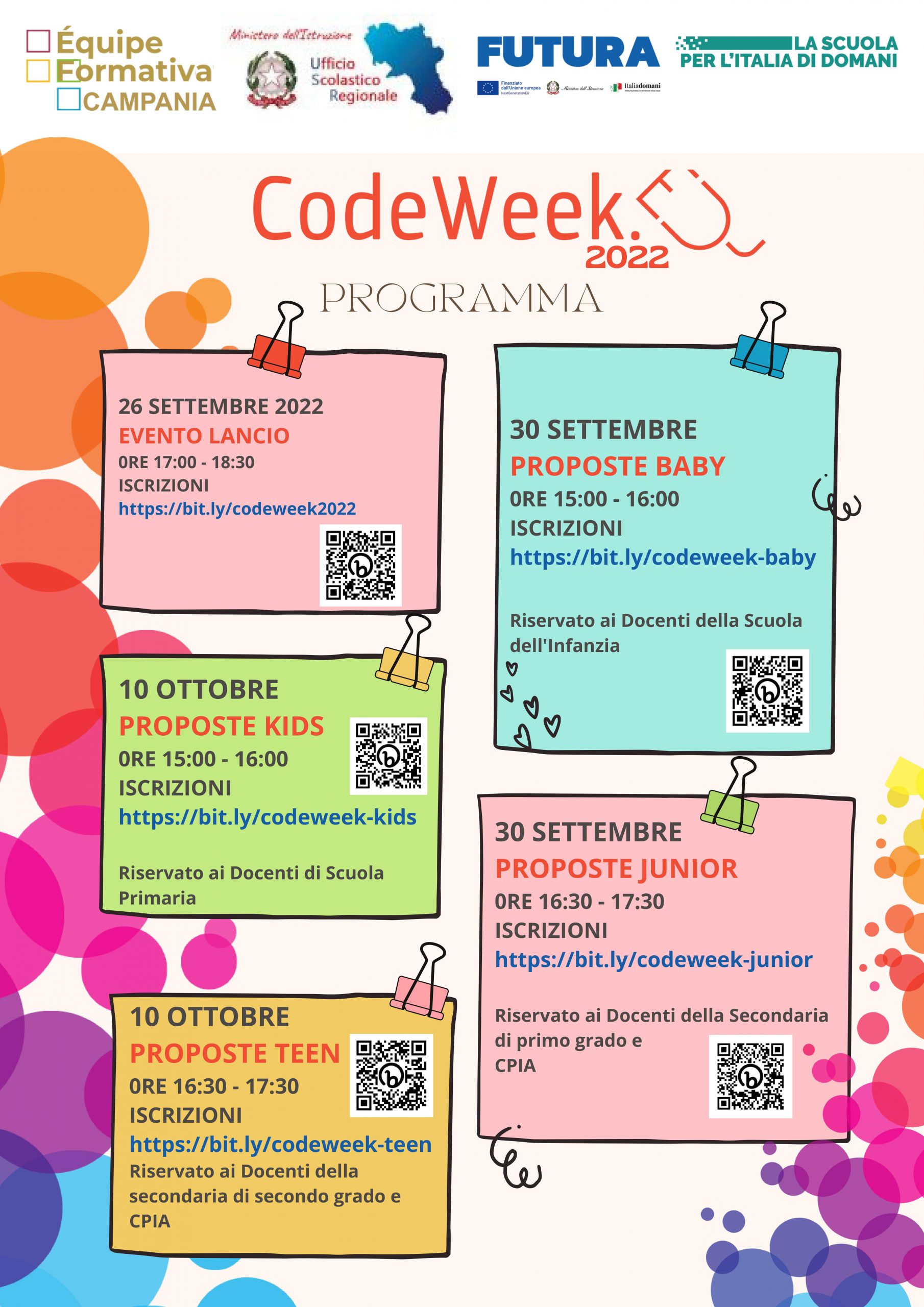 Codeweek - formazione docenti per tutti gli ordini di scuola
